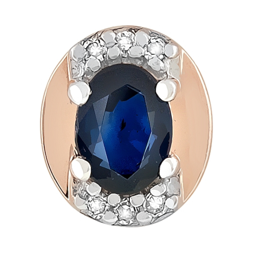 Золотая подвеска с бриллиантом и сапфиром № 114545