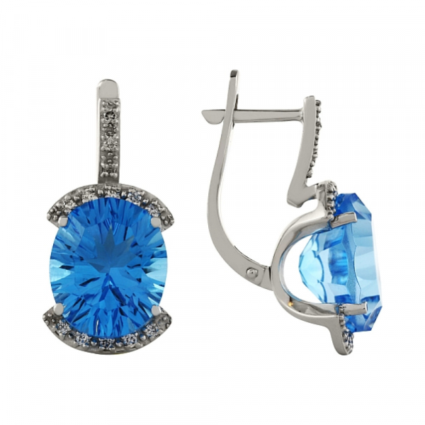 Золотые серьги с топазом и фианитом № 99664