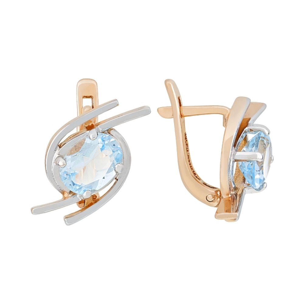 Золотые серьги с топазом № 4740