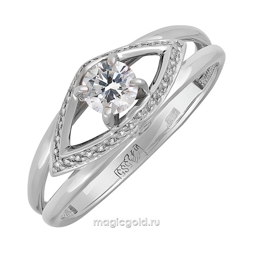 Золотое кольцо с бриллиантом № 128888