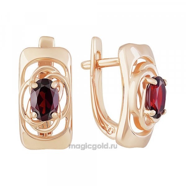 Золотые серьги с гранатом № 159644