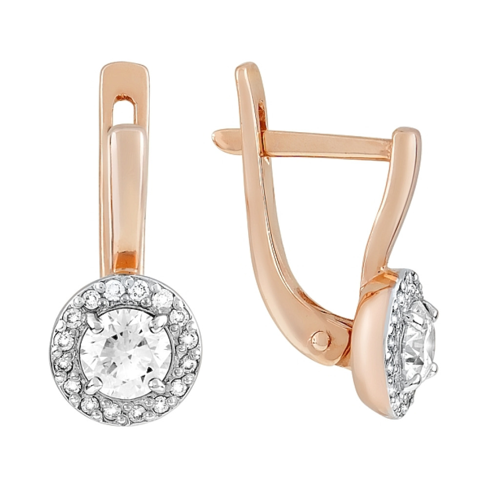 Золотые серьги с бриллиантом № 116824