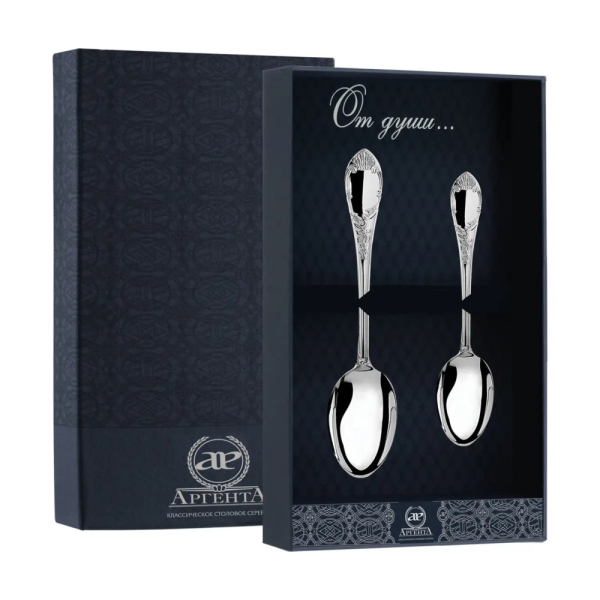 Набор десертный Престиж: Десертная ложка и чайная ложка из серебра 925 пробы