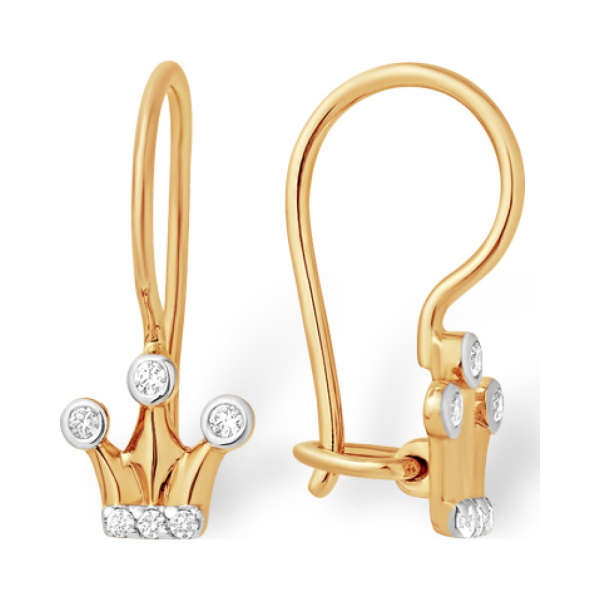 Золотые серьги с фианитом № 140196