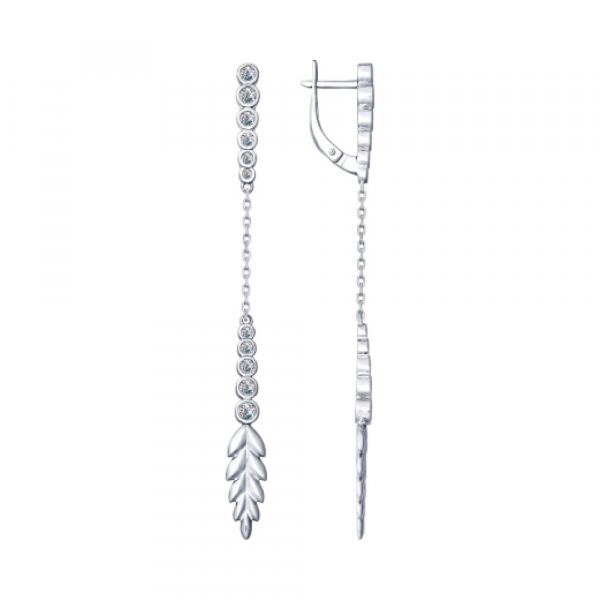 Серебряные серьги с фианитом № 160959