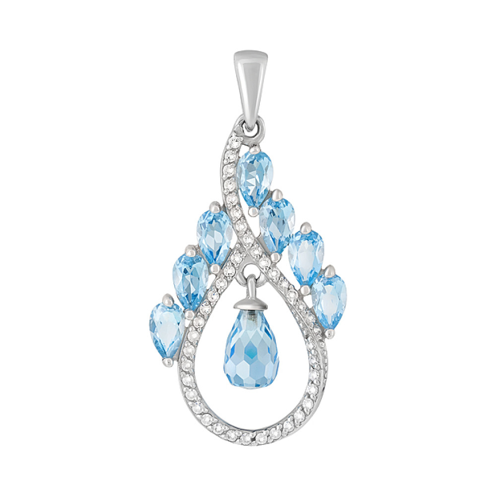 Серебряная подвеска с топазом и фианитом № 126957
