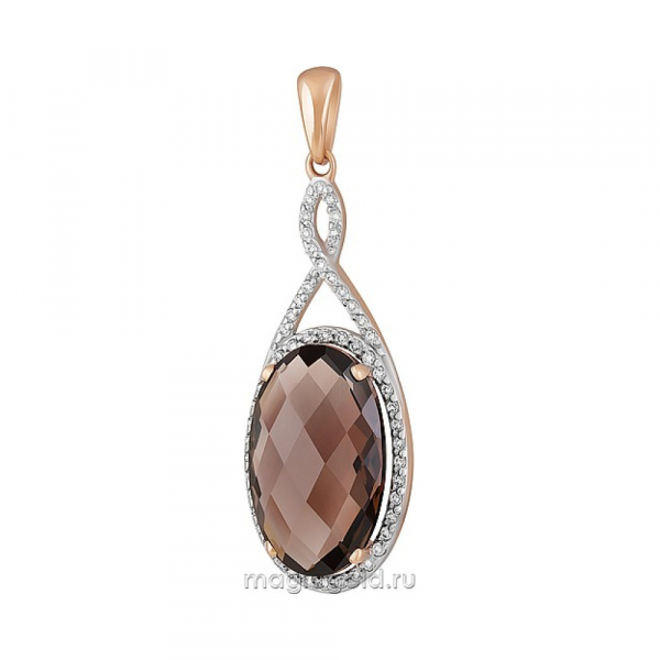 Золотая подвеска с раухтопазом и фианитом № 164481