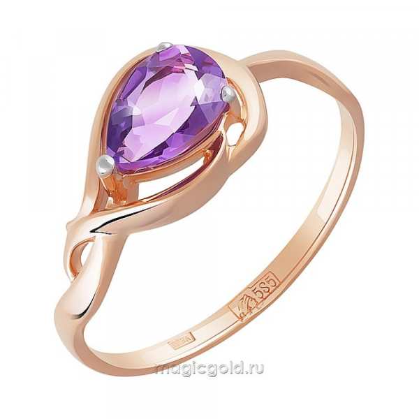 Золотое кольцо с аметистом № 160542