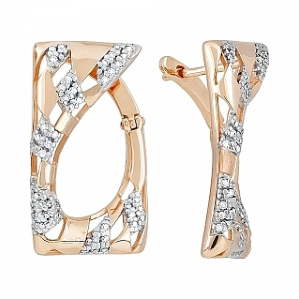 Золотые серьги с фианитами № 115531