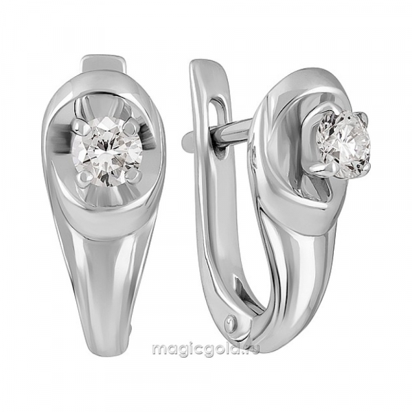 Золотые серьги с бриллиантом № 161075