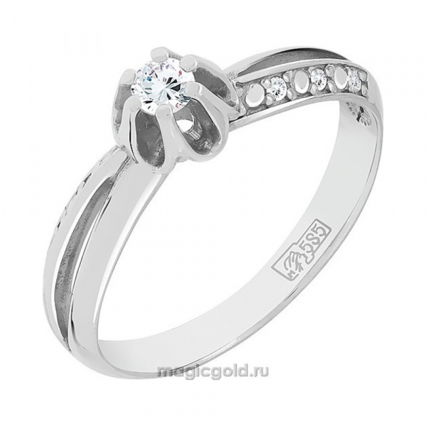 Золотое кольцо с бриллиантом № 108722