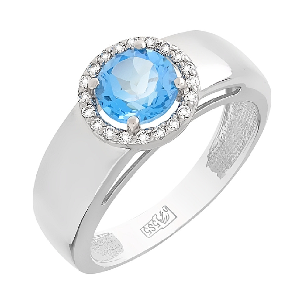 Золотое кольцо с топазом и фианитом № 103995