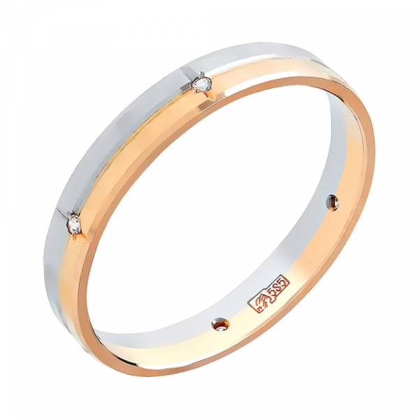 Золотое кольцо обручальное с фианитом 4мм № 81368