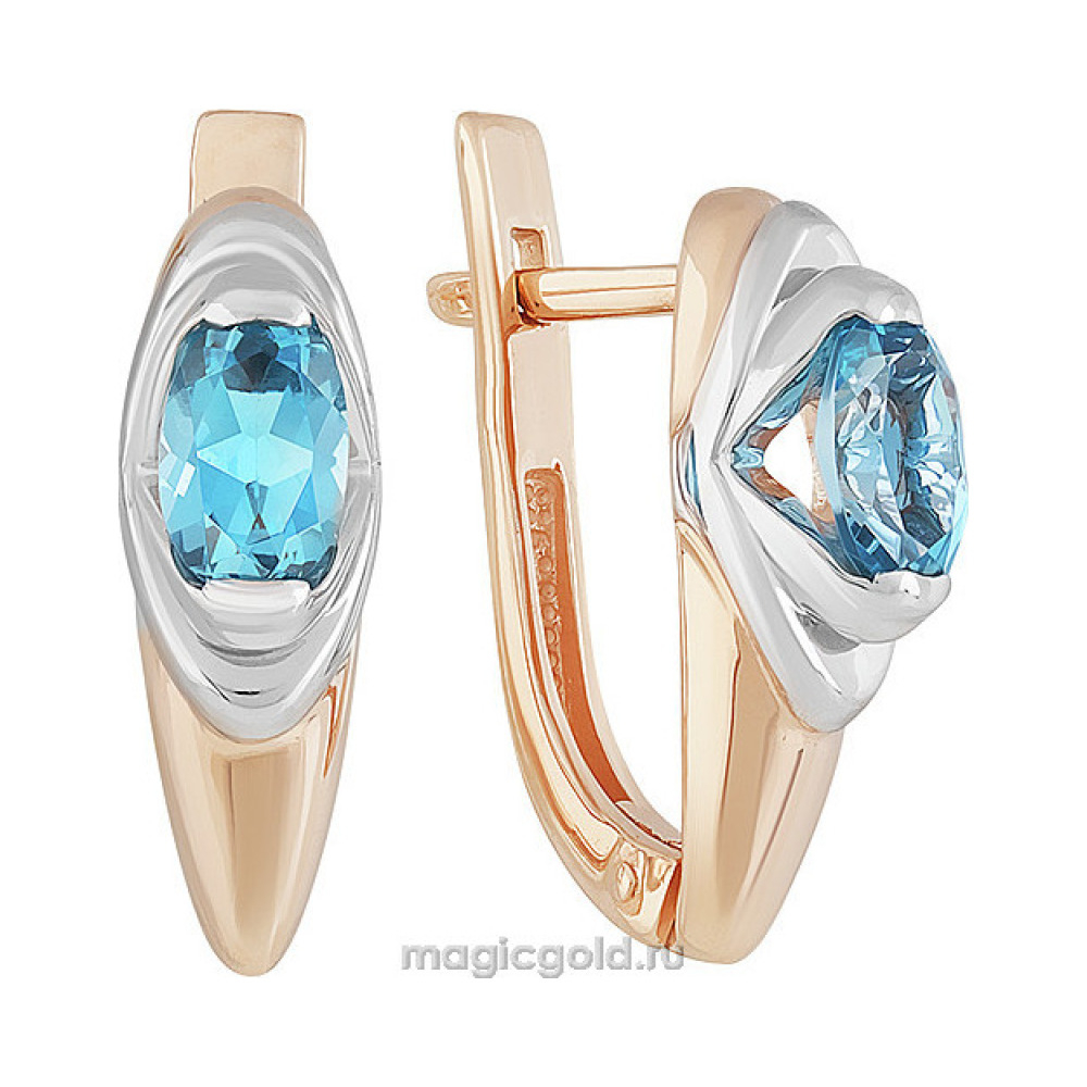 Золотые серьги с топазом № 142208