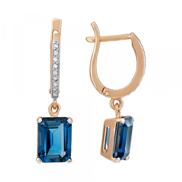 Золотые серьги с топазом и фианитом № 115427