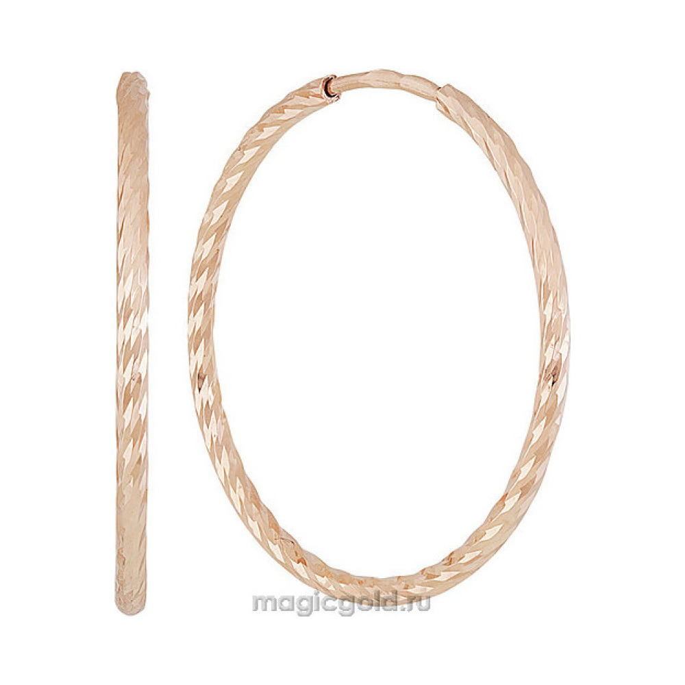 Золотые серьги без камня с алмазкой № 159869