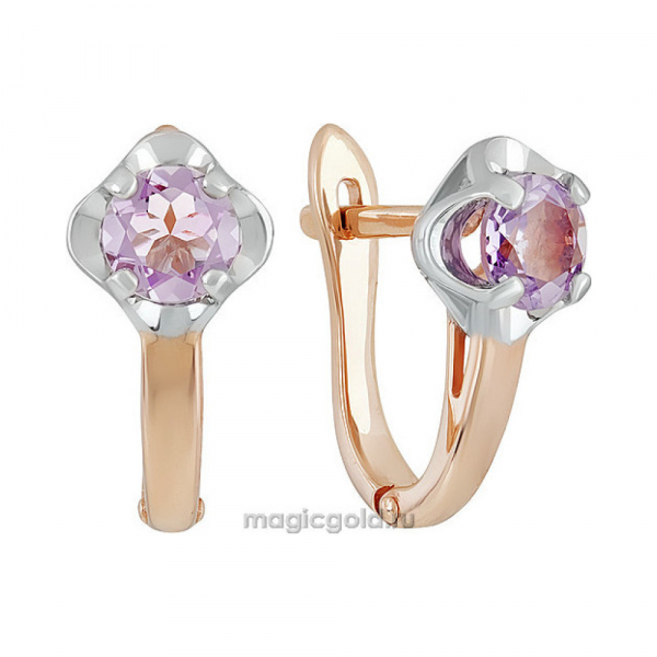 Золотые серьги с аметистом № 139467