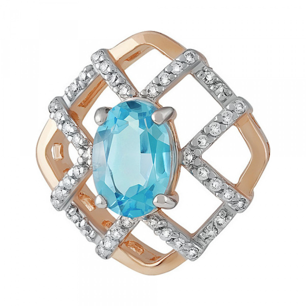 Золотая подвеска с топазом и фианитом № 135532