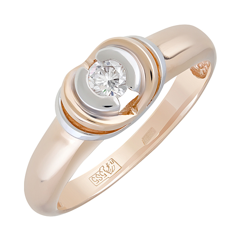 Золотое кольцо с бриллиантом № 129132