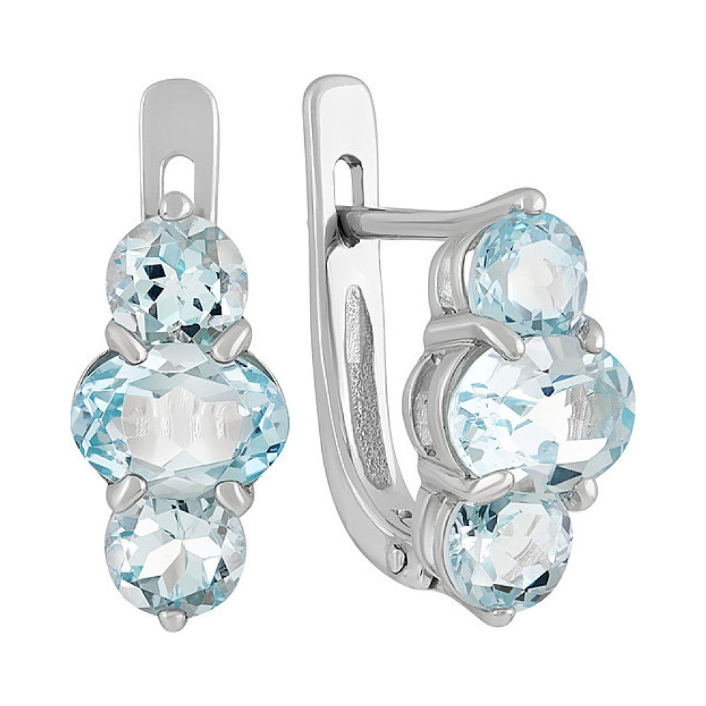 Серебряные серьги с топазом № 130275