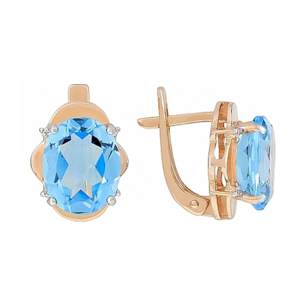 Золотые серьги с топазом и фианитом № 114049