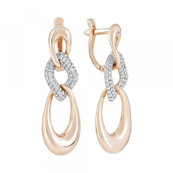 Золотые серьги с фианитами № 121960