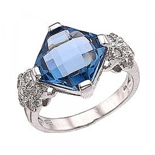 Серебряное кольцо с имитац. шпинели и фианитом № 30895