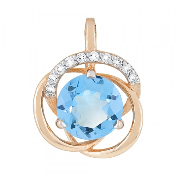 Золотая подвеска с топазом и фианитом № 119011