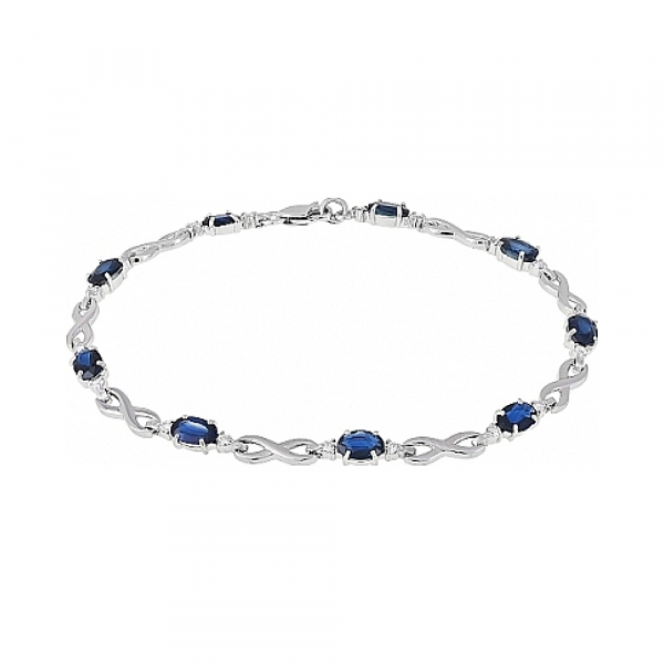 Золотой браслет с сапфиром и бриллиантом № 112601