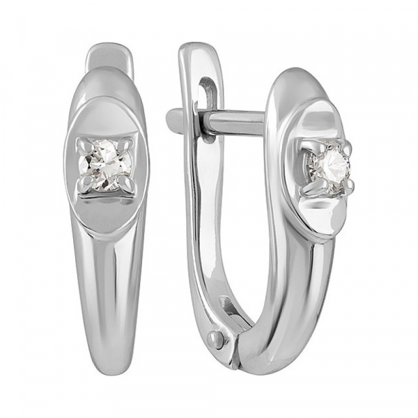 Золотые серьги с бриллиантом № 134621