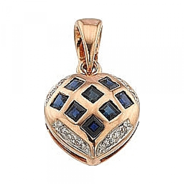 Золотая подвеска с бриллиантом и сапфиром № 64469