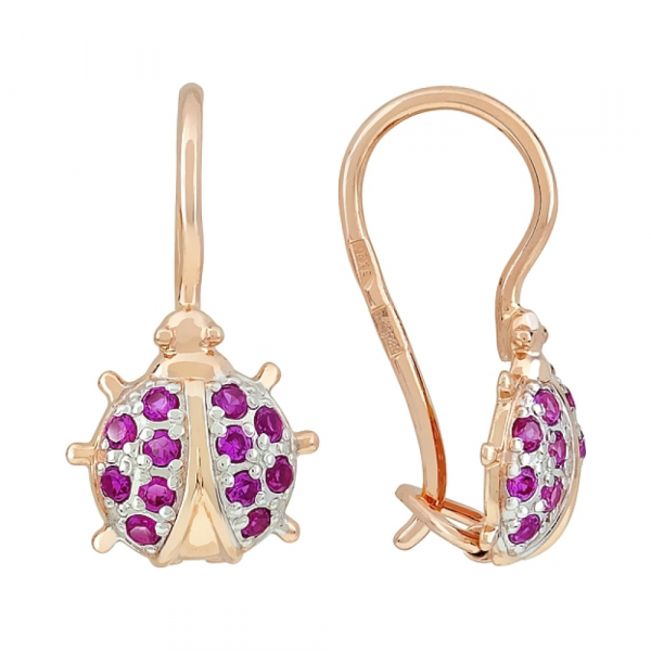 Золотые серьги с фианитами № 103599