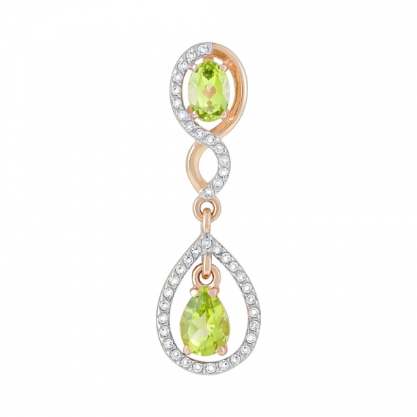 Золотая подвеска с хризолитом и фианитом № 120056