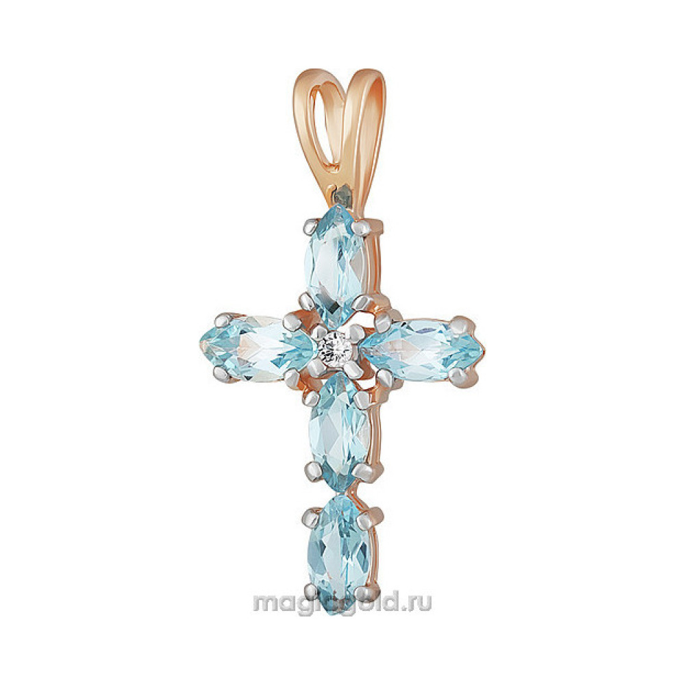 Золотая подвеска с топазом и фианитом № 160444