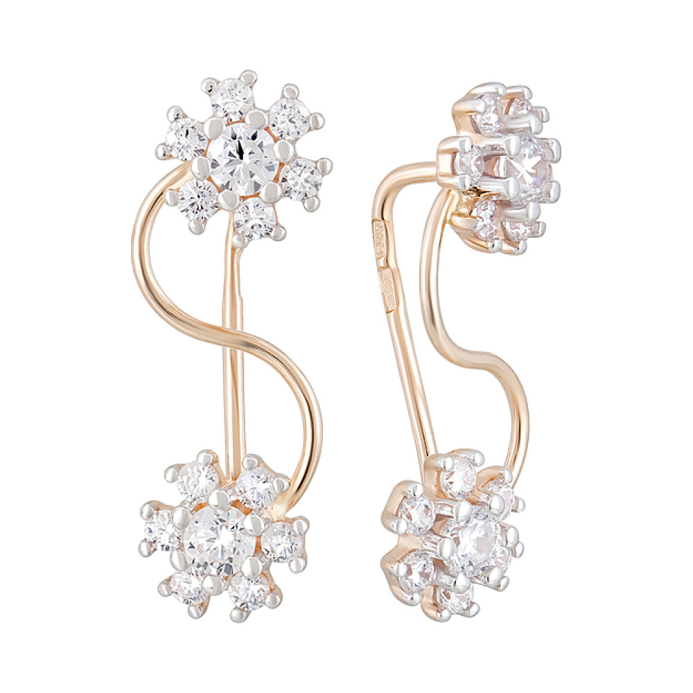 Золотые серьги с фианитом № 124323