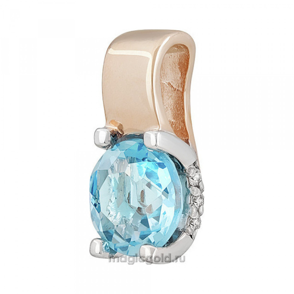 Золотая подвеска с топазом и фианитом № 139253