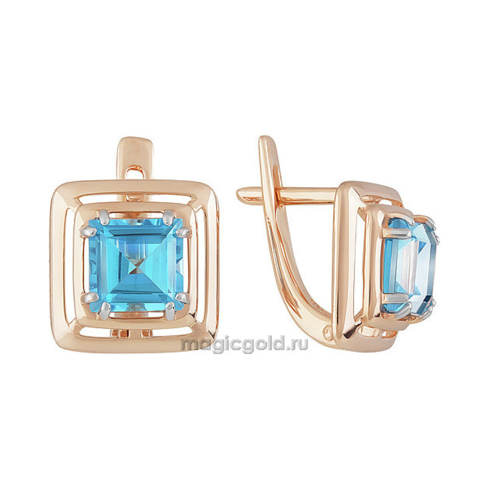 Золотые серьги с топазом № 160556