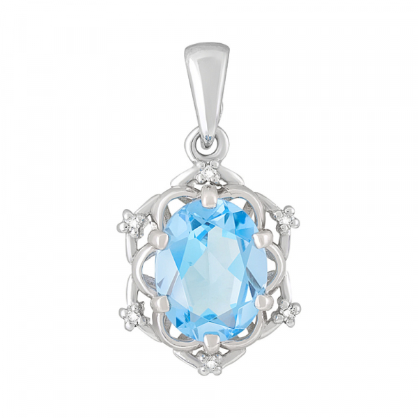 Серебряная подвеска с топазом и фианитом № 123218