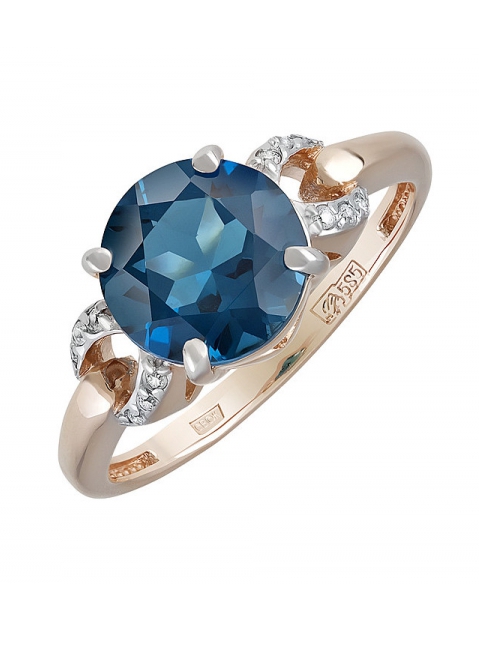 Золотое кольцо с топазом и фианитом № 131652