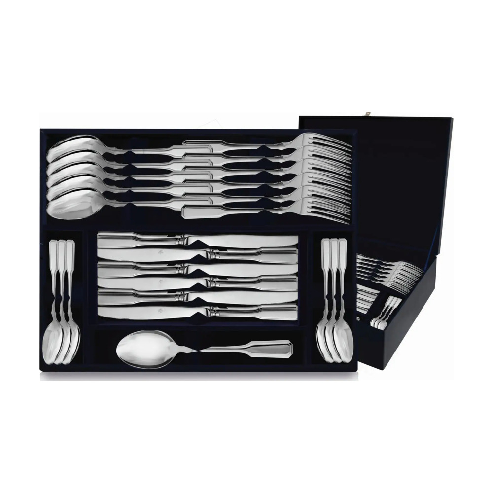 Набор столовый Русский на 12 персон: вилка, ложка, нож, чайная ложка из серебра 925 пробы