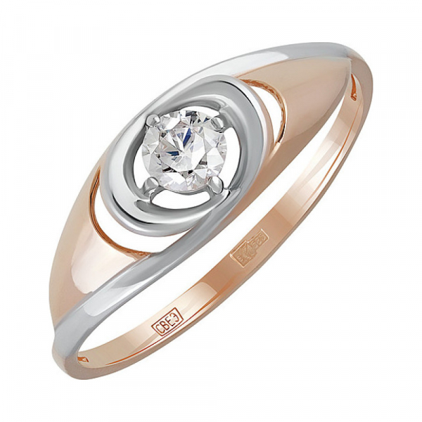 Золотое кольцо с фианитом № 136914