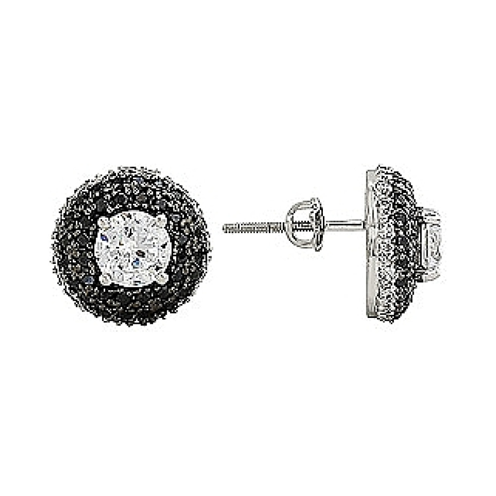 Серебряные серьги с фианитом № 80414