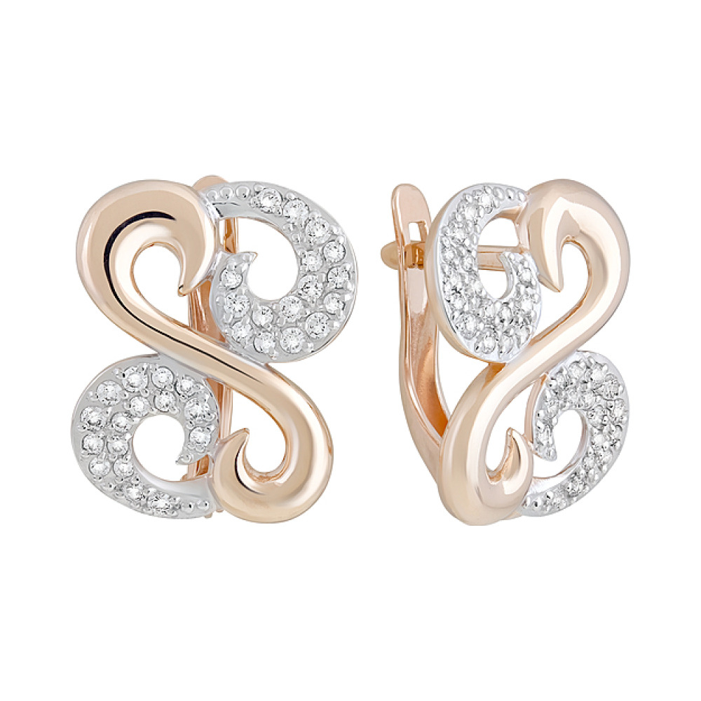 Золотые серьги с фианитами № 127810