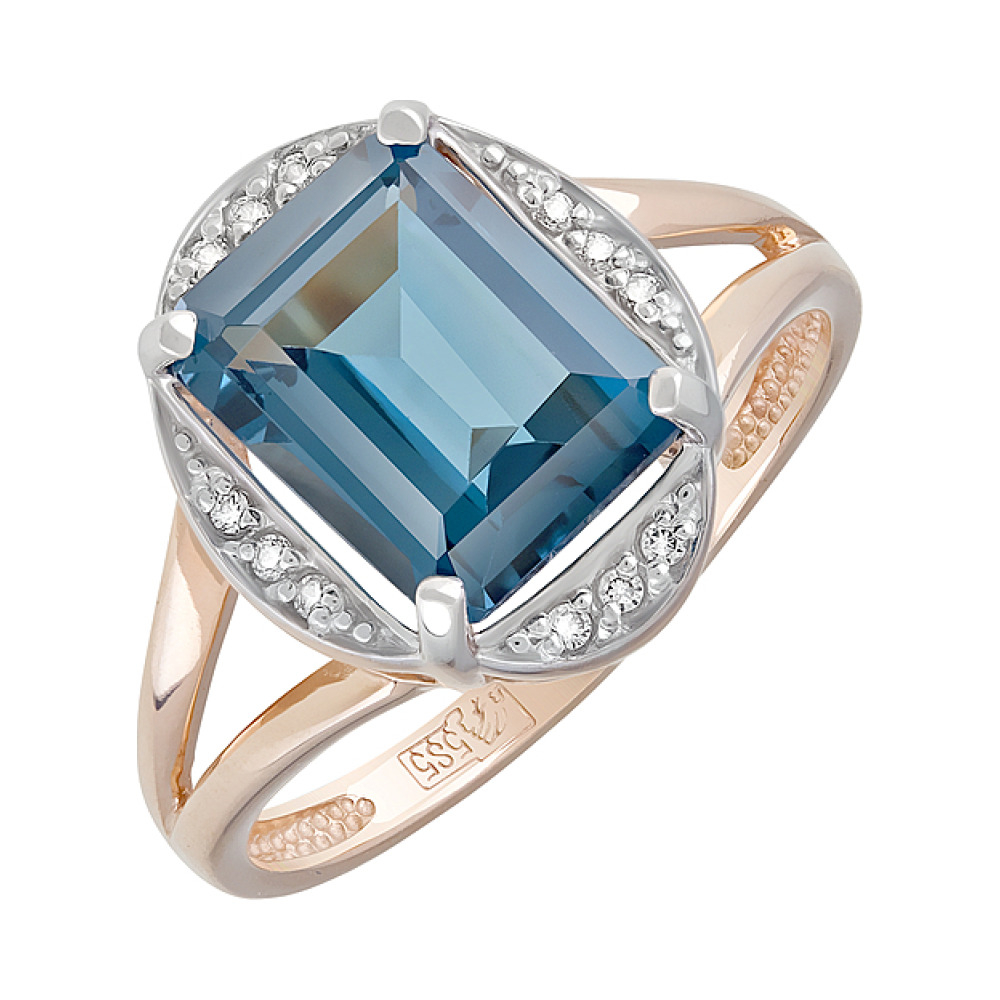 Золотое кольцо с топазом и фианитом № 126567