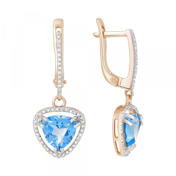 Золотые серьги с топазом и фианитом № 119974