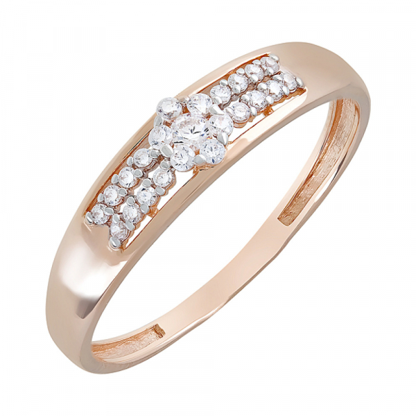 Золотое кольцо с фианитами № 123345