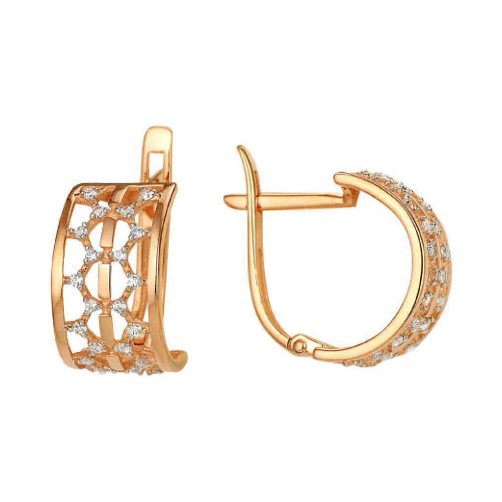 Золотые серьги с фианитом № 141129