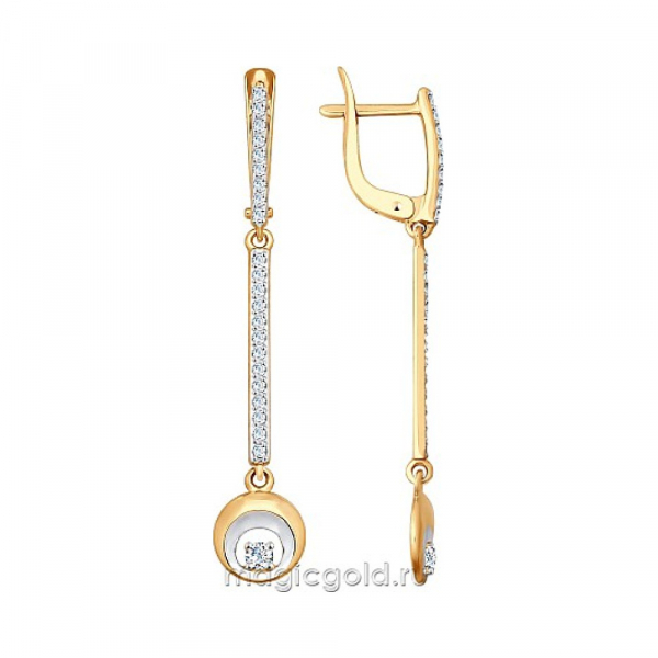Золотые серьги с фианитом № 165872