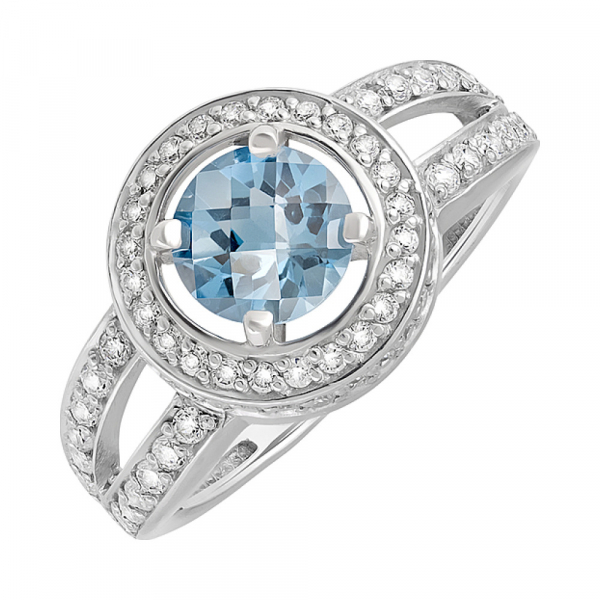 Серебряное кольцо с топазом и фианитом № 129753