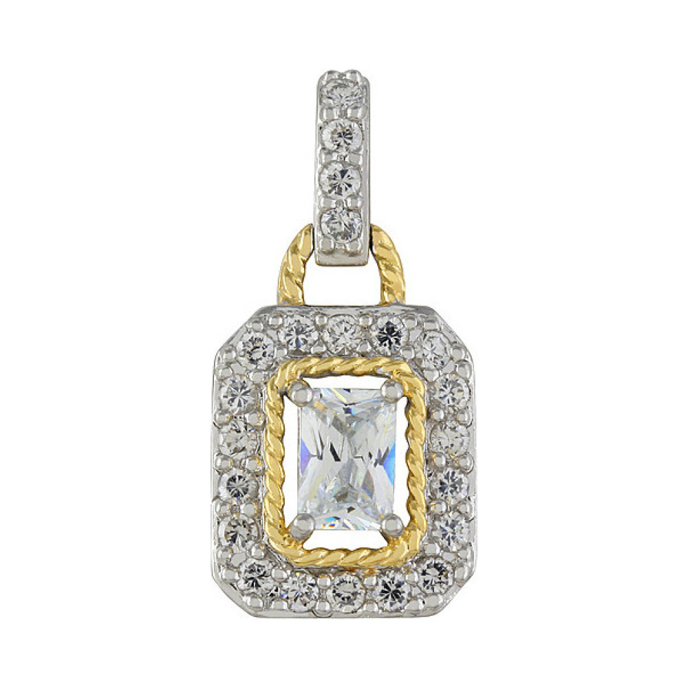 Серебряная подвеска с фианитом и золотым покрытием № 84017